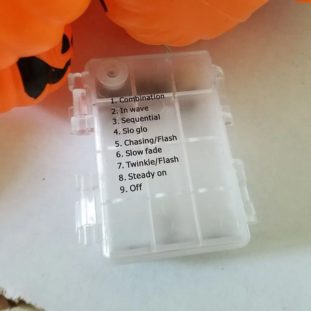 Halloween Orange Pumpkins 20 LED String Lights 11.4' length Remote 8 Light Modes - Picture 6 of 10